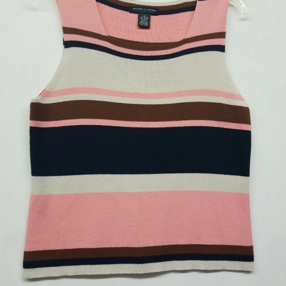 Striped Pink and Brown Sleeveless Top